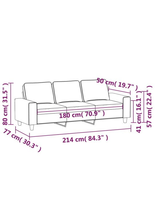 3místná pohovka vínová 180 cm textil