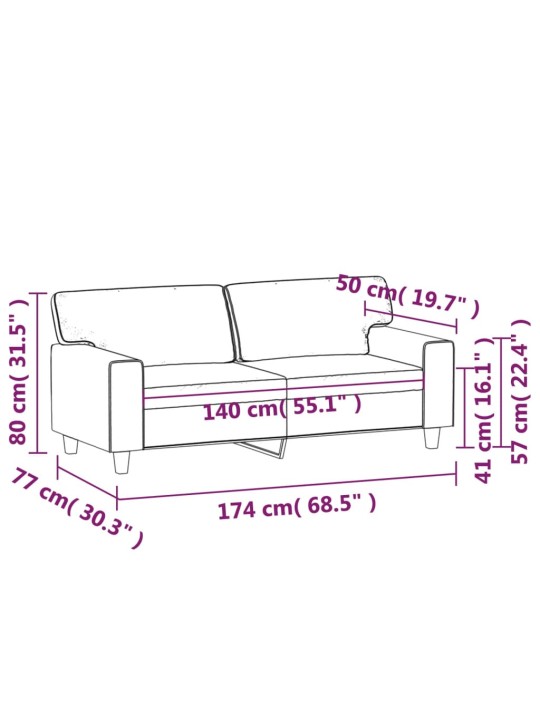 2místná pohovka cappuccino 140 cm umělá kůže