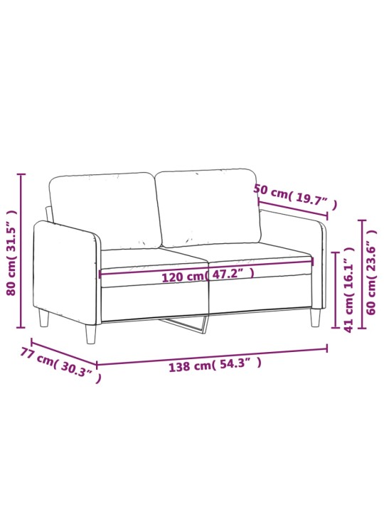 2místná pohovka hnědá 120 cm textil