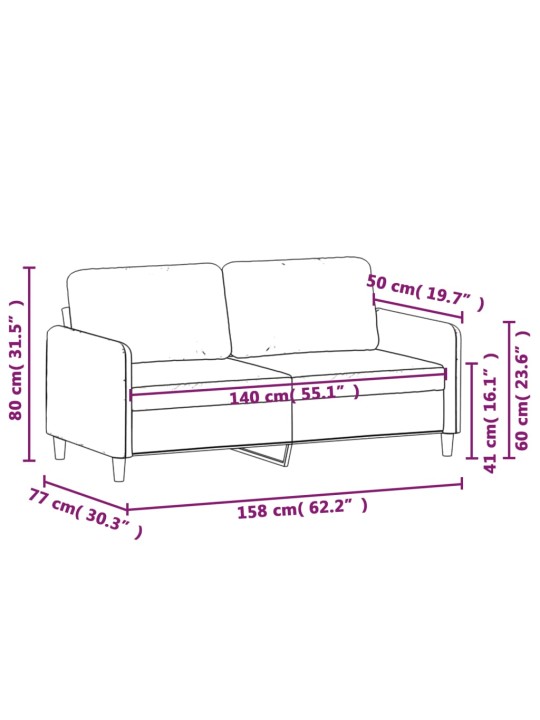 2místná pohovka černá 140 cm textil