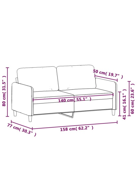 2místná pohovka světle žlutá 140 cm textil