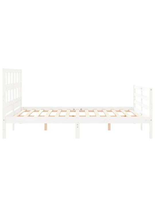 Rám postele s čelem bílý king size masivní dřevo
