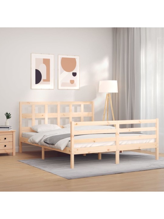 Rám postele s čelem 160 x 200 cm masivní dřevo
