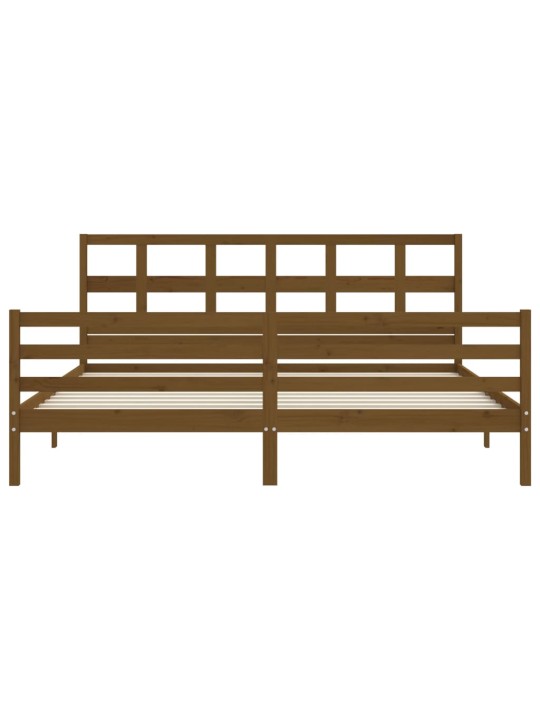 Rám postele s čelem medově hnědý 200 x 200 cm masivní dřevo