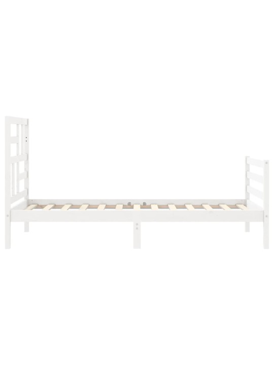 Rám postele s čelem bílý 90 x 200 cm masivní dřevo