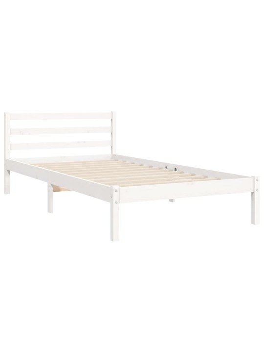 Rám postele s čelem bílý 90 x 200 cm masivní dřevo