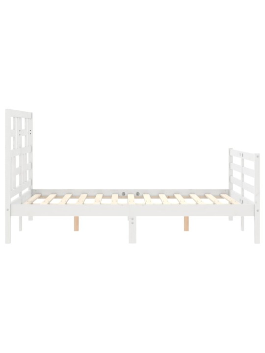 Rám postele s čelem bílý 120 x 200 cm masivní dřevo