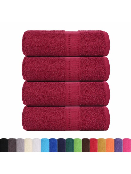 Ručníky na ruce 4 ks bordó 30x30 cm 360 g/m² 100% bavlna