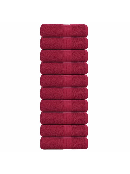 Ručníky pro hosty 10 ks bordó 30x50 cm 360 g/m² 100% bavlna