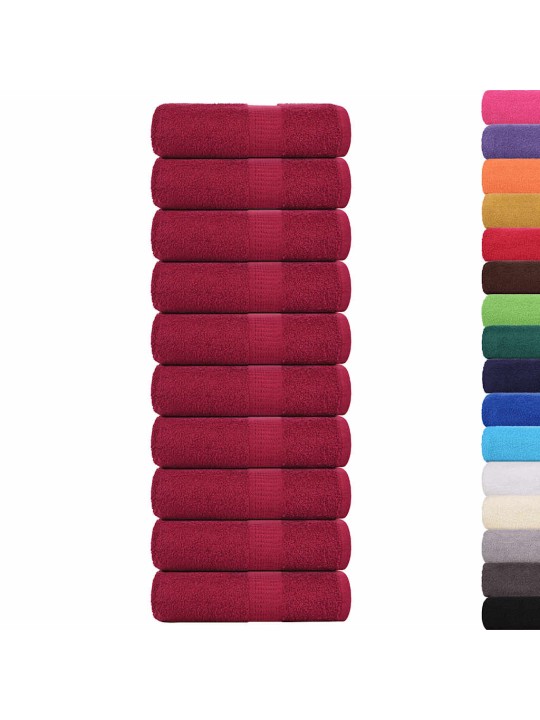 Ručníky pro hosty 10 ks bordó 30x50 cm 360 g/m² 100% bavlna