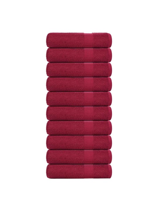 Koupelových osušek 10 ks bordó 100x150 cm 360g/m² 100% bavlna