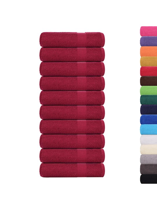 Koupelových osušek 10 ks bordó 100x150 cm 360g/m² 100% bavlna