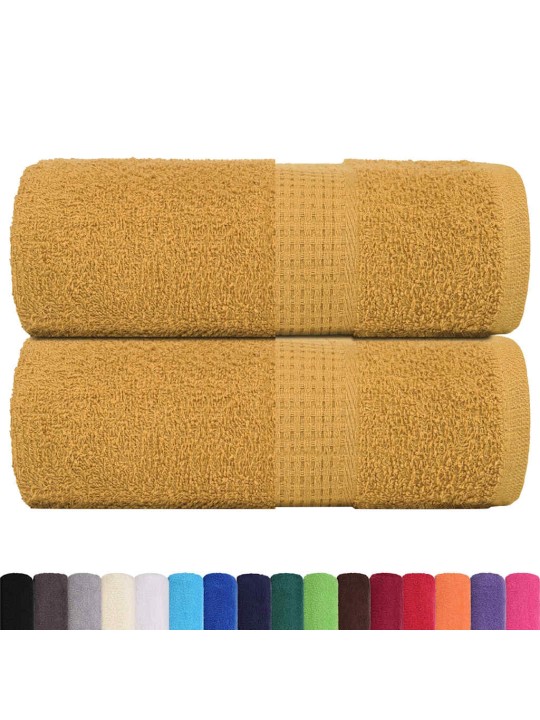 Ručníky na ruce 2 ks zlaté 30x30 cm 360 g/m² 100% bavlna