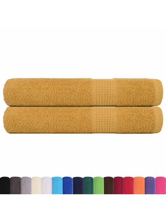 Ručníky do sauny 2 ks zlaté 80x200 cm 360 g/m² 100% bavlna