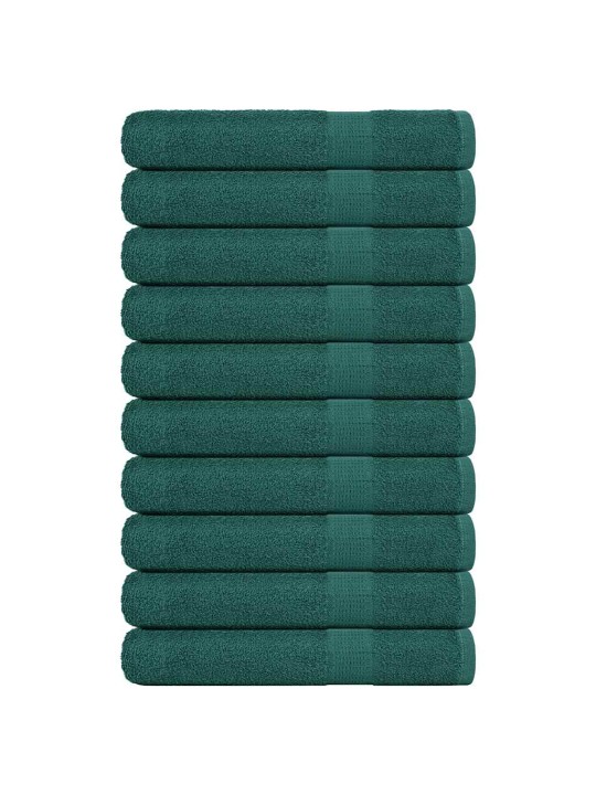 Ručníky 10 ks zelená 100x200 cm 360 g/m² 100% bavlna