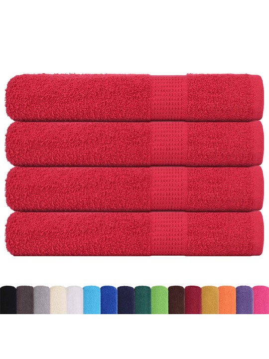 Ručníky 4 ks červené 100x200 cm 360 g/m² 100% bavlna