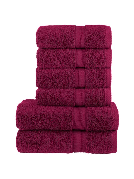 6dílná sada ručníků premium solund bordó 600 g/m²