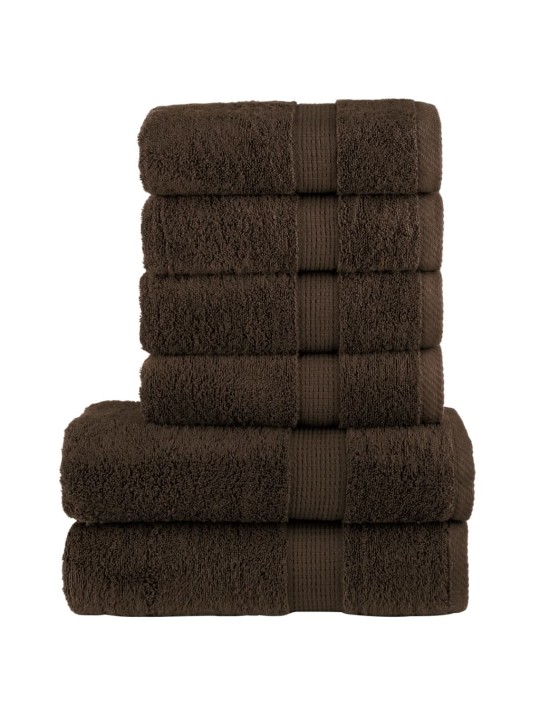 6dílná sada ručníků premium solund hnědá 600 g/m²