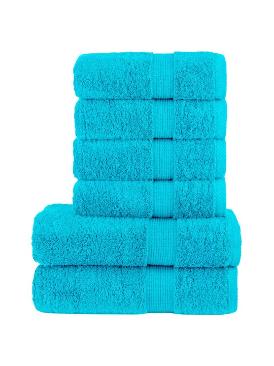 6dílná sada ručníků premium solund tyrkysová 600 g/m²