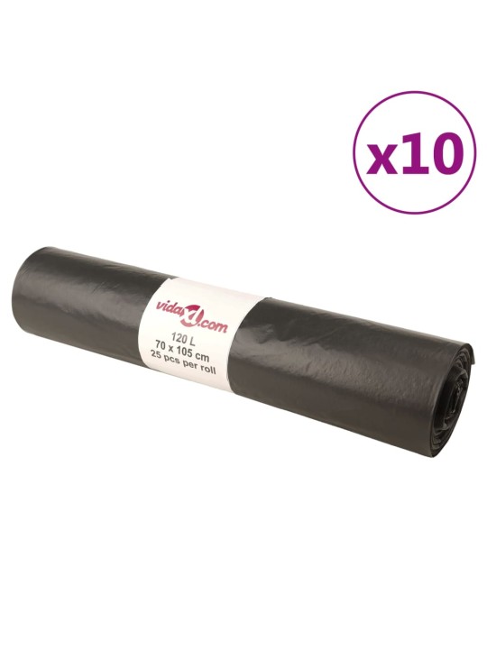 Pytle na odpadky 250 ks černé 120 l