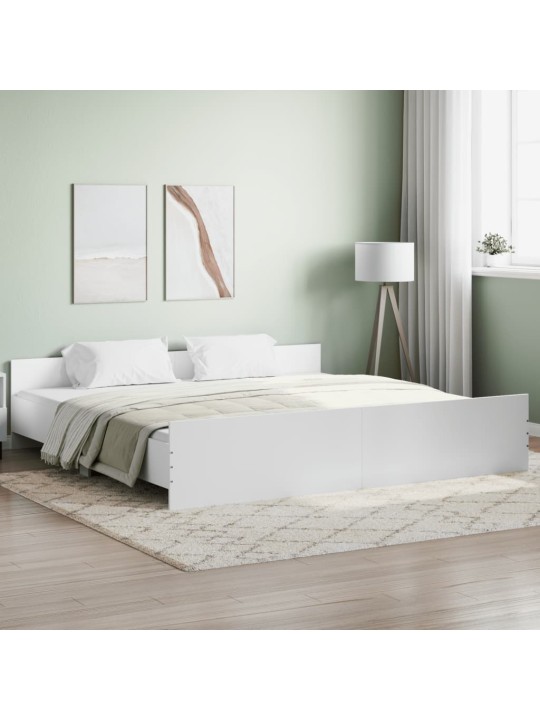 Rám postele s hlavovým a nožním čelem bílý 200 x 200 cm