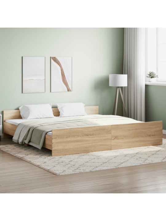 Rám postele s hlavovým a nožním čelem dub sonoma 200 x 200 cm