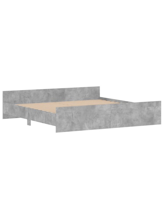 Rám postele s hlavovým a nožním čelem betonově šedý 200x200 cm