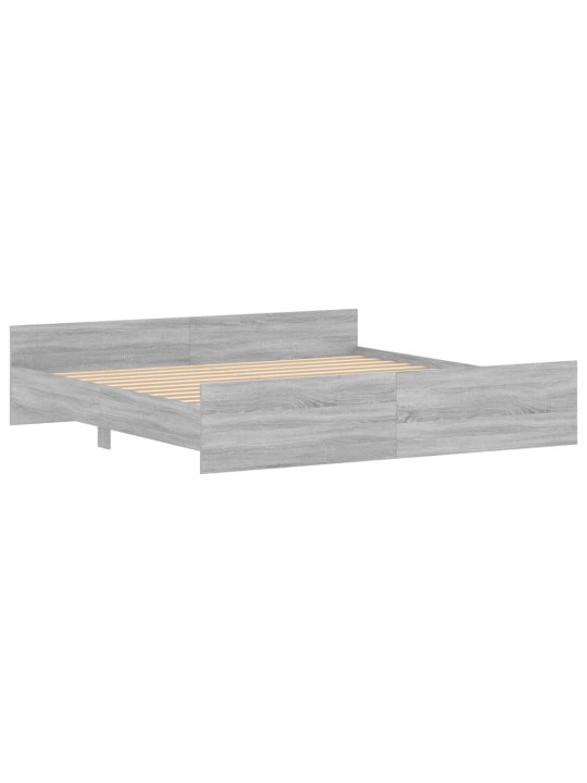 Rám postele s hlavovým a nožním čelem šedý sonoma 200 x 200 cm