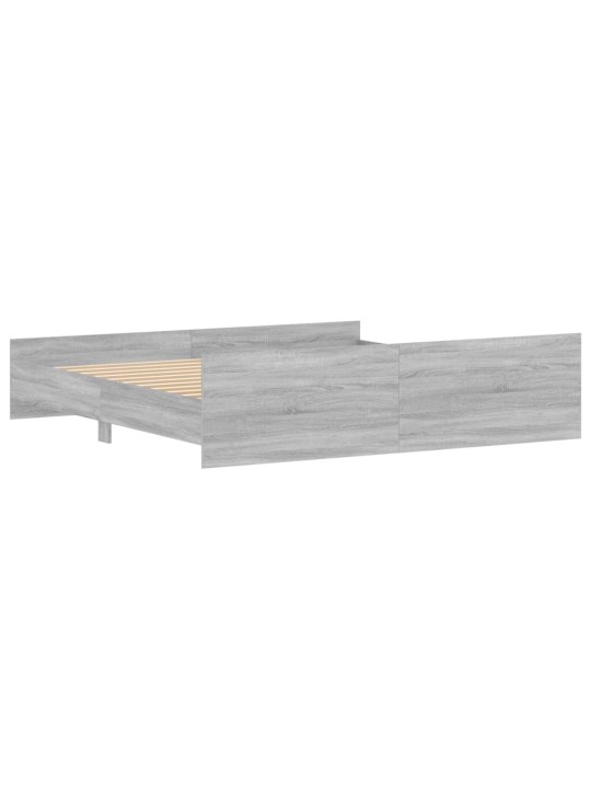Rám postele s hlavovým a nožním čelem šedý sonoma 200 x 200 cm