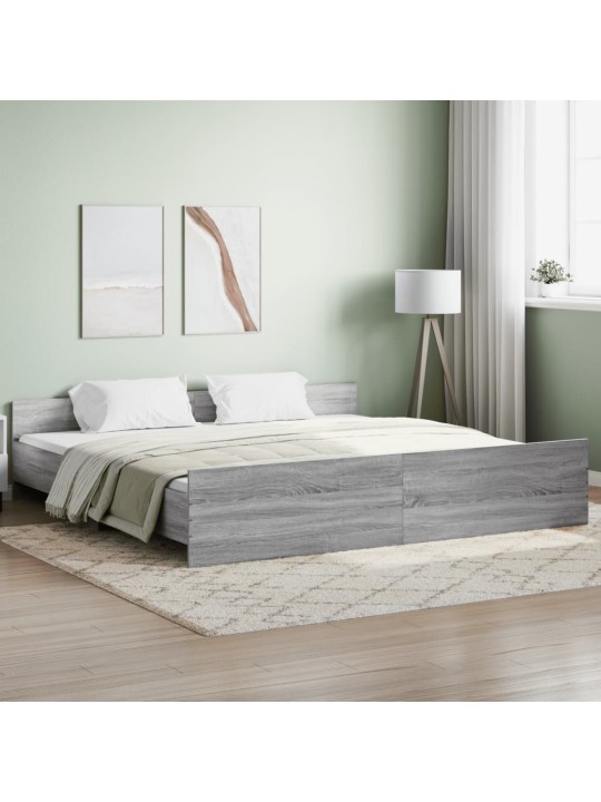 Rám postele s hlavovým a nožním čelem šedý sonoma 200 x 200 cm
