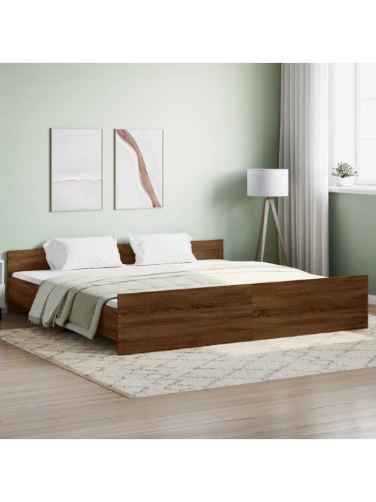 Rám postele s hlavovým a nožním čelem hnědý dub 200 x 200 cm