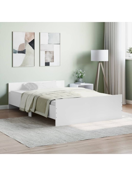 Rám postele s hlavovým a nožním čelem bílý 120 x 200 cm