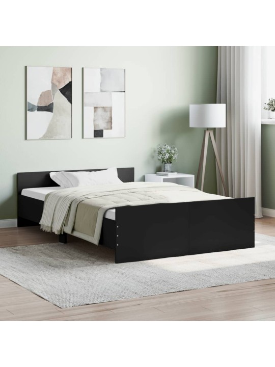 Rám postele s hlavovým a nožním čelem černý 120 x 200 cm