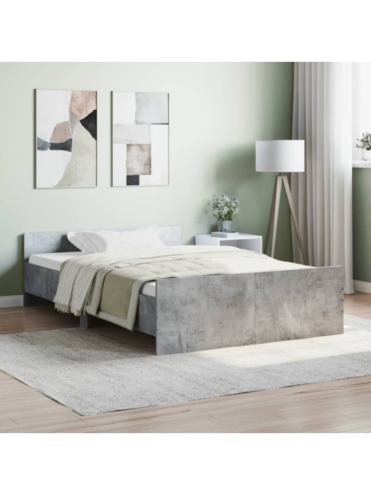 Rám postele s hlavovým a nožním čelem betonově šedý 120x200 cm