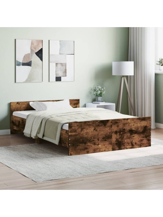 Rám postele s hlavovým a nožním čelem kouřový dub 120 x 200 cm