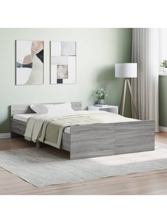Rám postele s hlavovým a nožním čelem šedý sonoma 120 x 200 cm