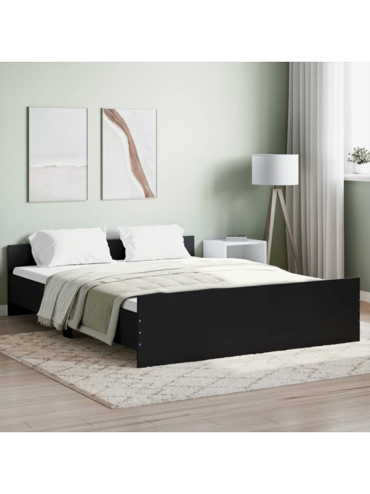 Rám postele s hlavovým a nožním čelem černý 150 x 200 cm