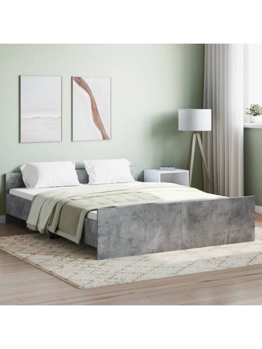 Rám postele s hlavovým a nožním čelem betonově šedý 150x200 cm