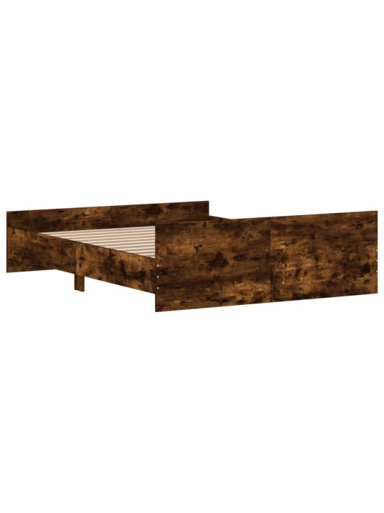Rám postele s hlavovým a nožním čelem kouřový dub 150 x 200 cm
