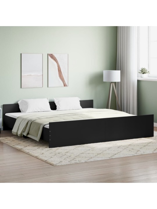 Rám postele s hlavovým a nožním čelem černý 180 x 200 cm
