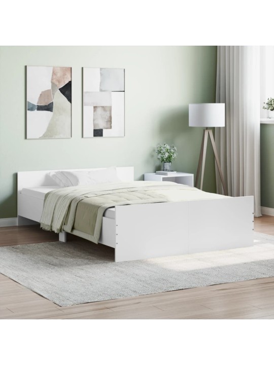 Rám postele s hlavovým a nožním čelem bílý 120 x 190 cm