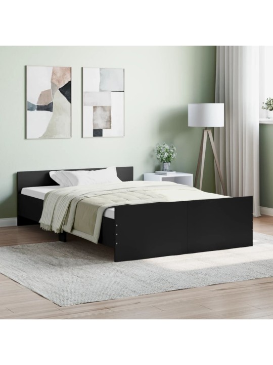 Rám postele s hlavovým a nožním čelem černý 120 x 190 cm
