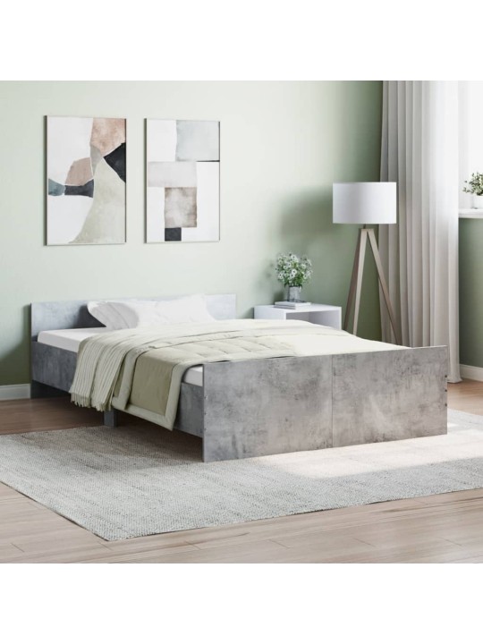 Rám postele s hlavovým a nožním čelem betonově šedý 120x190 cm