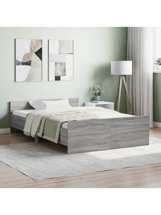 Rám postele s hlavovým a nožním čelem šedý sonoma 120 x 190 cm