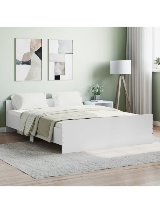 Rám postele s hlavovým a nožním čelem bílý 140 x 190 cm
