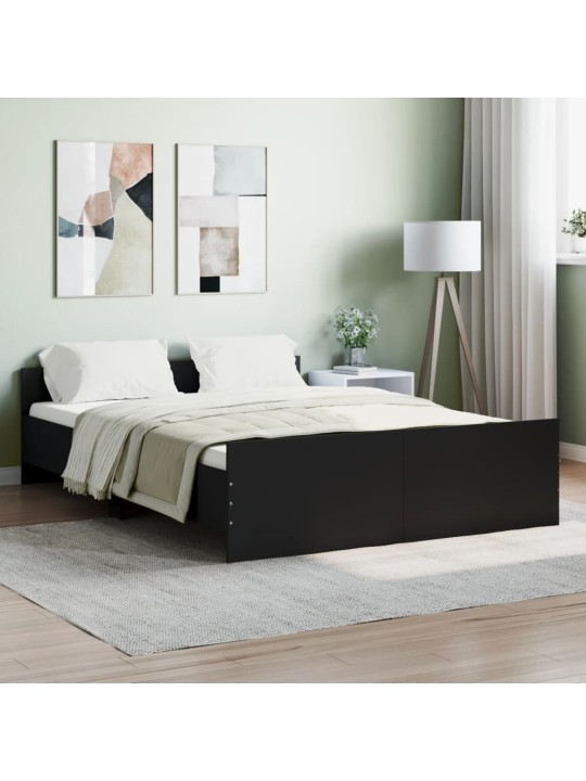 Rám postele s hlavovým a nožním čelem černý 140 x 190 cm
