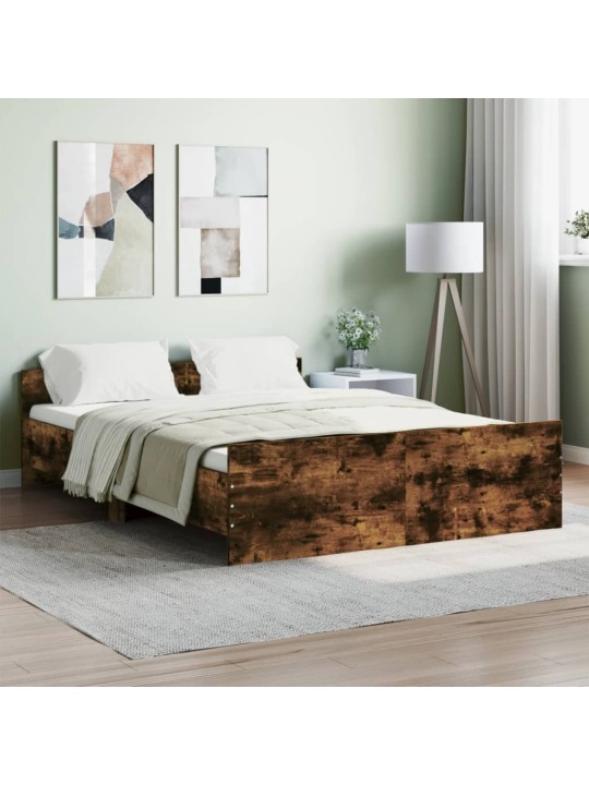 Rám postele s hlavovým a nožním čelem kouřový dub 140 x 190 cm