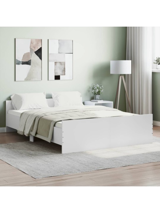 Rám postele s hlavovým a nožním čelem bílý 135 x 190 cm