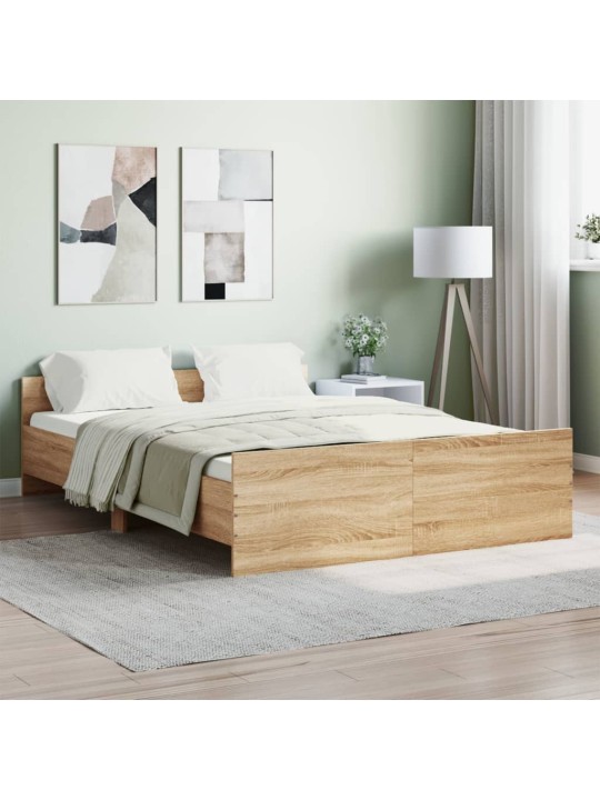 Rám postele s hlavovým a nožním čelem dub sonoma 135 x 190 cm