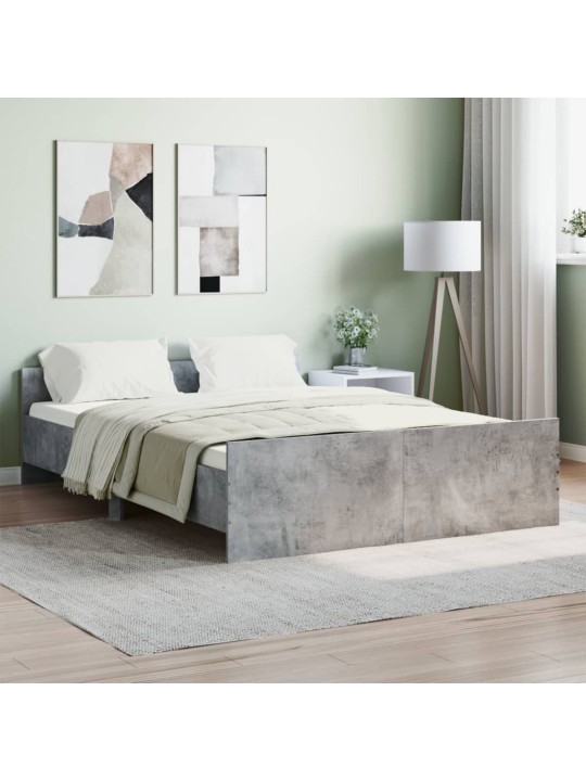Rám postele s hlavovým a nožním čelem betonově šedý 135x190 cm